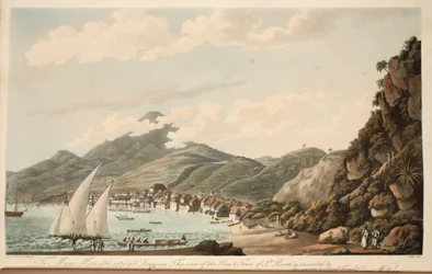 Ansicht der Bucht und Stadt von St. Pierre, Martinique, Illustration aus 